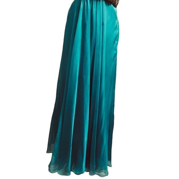 La Femme women’s strapless beaded gold and teal gown, sz 4 prom gala - Picture 5 of 8
